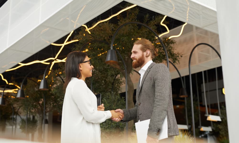 two professionals meet for a technology consulting session to discuss I.T. strategy through vCIO services