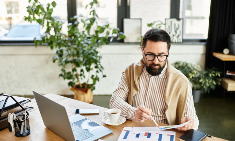 A small business owner doing I.T. budgeting.