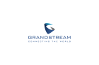 A logo with a blue gradient, stylized triangular shape above the bold blue text "GRANDSTREAM." Below the main text is the tagline "CONNECTING THE WORLD" in smaller blue letters. The design is set against a white background.