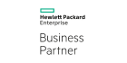 Logo of Hewlett Packard Enterprise with text "Business Partner" below it. The Hewlett Packard Enterprise logo consists of a green rectangular outline with the words "Hewlett Packard Enterprise" in black text.