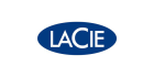 The image shows the logo of LaCie, a technology company. The logo consists of the word "LaCie" in white capital letters on a blue oval background.