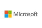 Microsoft logo featuring a square divided into four smaller squares of different colors: green, red, blue, and yellow, to the left of the word "Microsoft" written in a gray, bold, sans-serif font. The background is white.