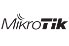 The image shows the MikroTik logo, characterized by the brand name "MikroTik" written in a stylized font. The letter "r" has wireless signal lines above it, and the "k" and "T" have unique angular designs. The logo is in black on a white background.