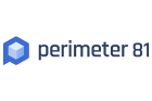 Logo of Perimeter 81 featuring a blue hexagon with a white cube inside, positioned to the left of the company name "perimeter 81" in dark blue lowercase letters.